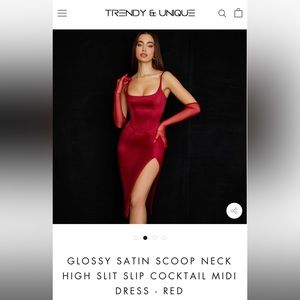 Sexy satin red slit dress